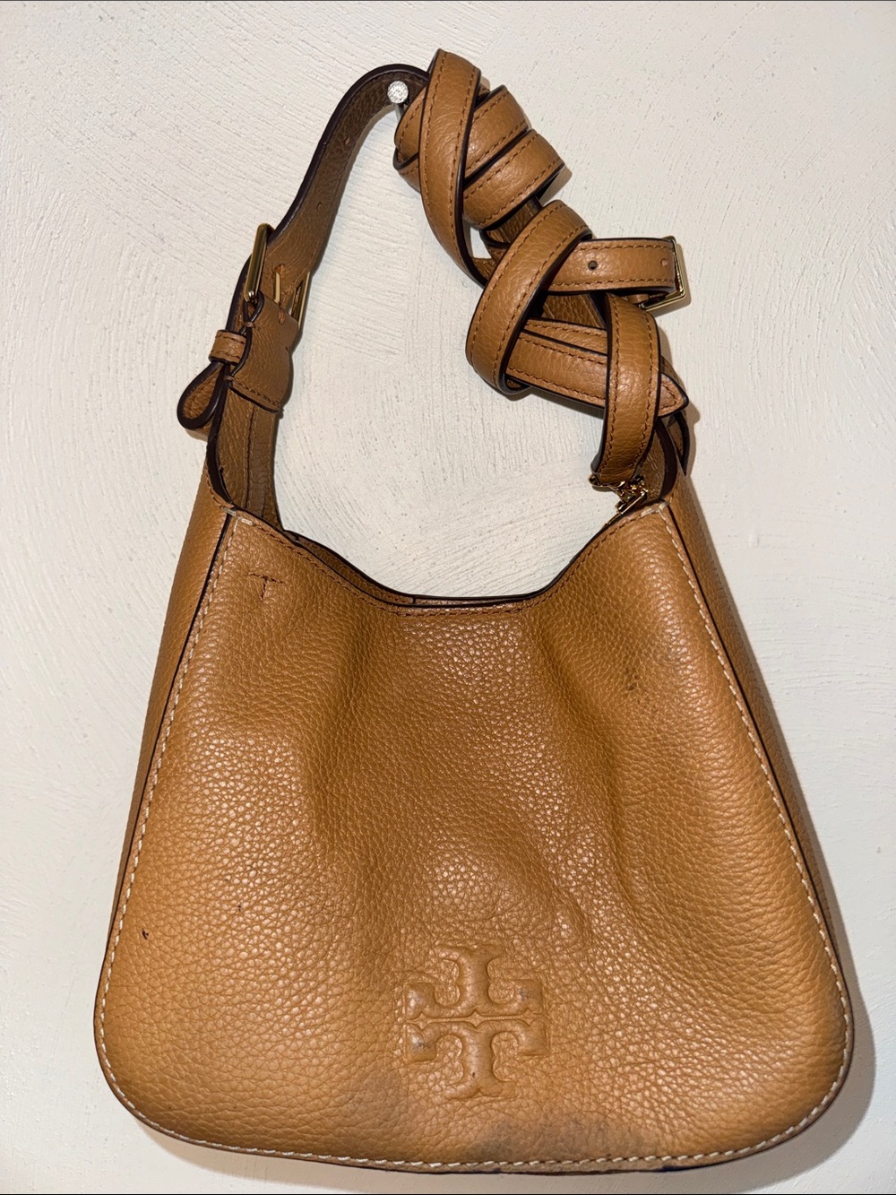 Tory Burch THEA Tan Leather Small Bucket Bag Crossbody Purse 144690